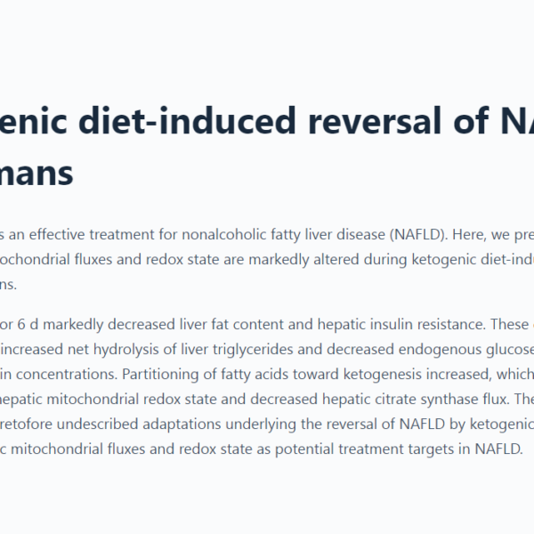 Ketogenic diet-induced reversal of NAFLD in humans