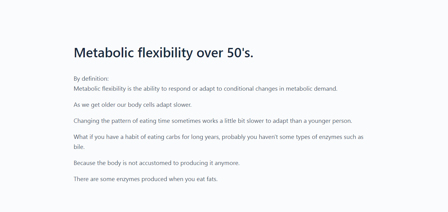 Metabolic flexibility over 50s. 